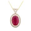 Image 2 : 14KT Yellow Gold 21.67ct Ruby and Diamond Pendant With Chain