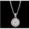 Image 1 : 14KT White Gold 0.90ctw Diamond Pendant With Chain