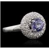 Image 2 : 14KT White Gold 1.46ct Tanzanite and Diamond Ring