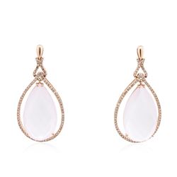 14KT Rose Gold 35.17ctw Pink Quartz and Diamond Earrings