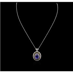 14KT White Gold 9.75ct Tanzanite and Diamond Pendant With Chain