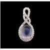 Image 1 : 14KT White Gold 2.05ct Blue Moonstone and Diamond Pendant
