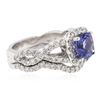 Image 2 : 14KT White Gold 1.41ct Tanzanite and Diamond Wedding Ring Set