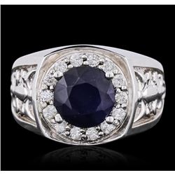 14KT White Gold 2.90ct Sapphire and Diamond Ring