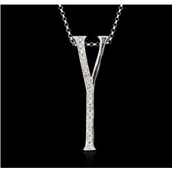 14KT White Gold 0.12ctw Diamond Pendant With Chain