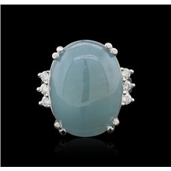 14KT White Gold 7.60ct Aquamarine and Diamond Ring