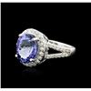 Image 2 : 14KT White Gold 4.19ct Tanzanite and Diamond Ring