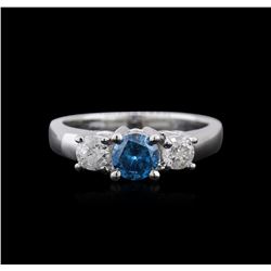 14KT White Gold 0.85ctw Fancy Blue Diamond Ring