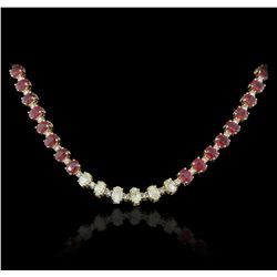 14KT Yellow Gold 50.40ctw Ruby and Diamond Necklace