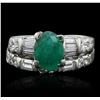 Image 1 : Platinum 1.11ct Emerald and Diamond Ring