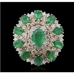 14KT White Gold 8.08ctw Emerald and Diamond Ring