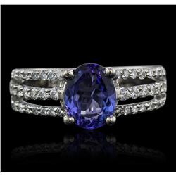 18KT White Gold 1.38ct Tanzanite and Diamond Ring