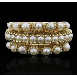 14KT Yellow Gold Pearl Ring and Ring Guard