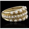 Image 2 : 14KT Yellow Gold Pearl Ring and Ring Guard