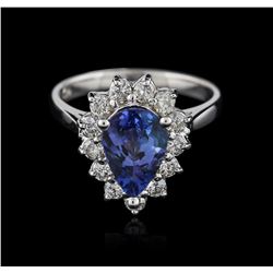 14KT White Gold 1.66ct Tanzanite and Diamond Ring