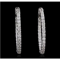 14KT White Gold 2.03ctw Diamond Hoop Earrings