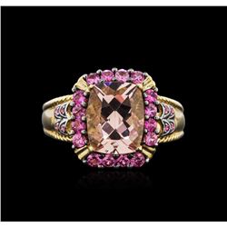 10KT Yellow Gold 3.02ct Morganite and Pink Sapphire Ring