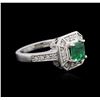 Image 2 : 14KT White Gold 0.77ct Emerald and Diamond Ring