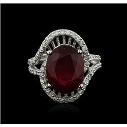 14KT White Gold 7.70ct Ruby and Diamond Ring