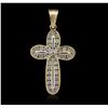 Image 1 : 14KT Yellow Gold 0.48ctw Diamond Cross Pendant
