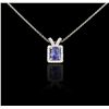 Image 1 : 14KT White Gold 1.63ct Tanzanite and Diamond Pendant With Chain