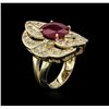 Image 3 : 14KT Yellow Gold 4.06ct Ruby and Diamond Ring