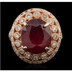 14KT Rose Gold 5.47ct Ruby and Diamond Ring