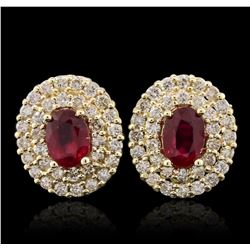 14KT Yellow Gold 2.07ctw Ruby and Diamond Earrings