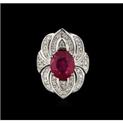 14KT White Gold 4.42ct Ruby and Diamond Ring