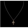 Image 1 : 14KT Yellow Gold 0.35ctw Diamond Cross Pendant With Chain