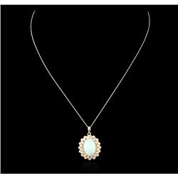 14KT Yellow Gold 7.82ct Opal and Diamond Pendant With Chain