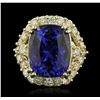 Image 1 : 14KT Yellow Gold 14.67ct GIA Cert Tanzanite and Diamond Ring