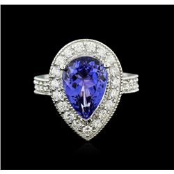 14KT White Gold 4.26ct Tanzanite and Diamond Ring