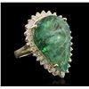 Image 2 : 14KT Yellow Gold 19.13ct GIA Certified Emerald and Diamond Ring