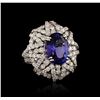 Image 2 : 18KT White Gold 8.04ct Tanzanite and Diamond Ring