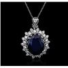 Image 2 : 14KT White Gold 11.48ct Sapphire and Diamond Pendant With Chain