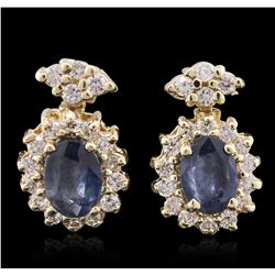 14KT Yellow Gold 1.91ctw Sapphire and Diamond Earrings