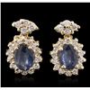 Image 1 : 14KT Yellow Gold 1.91ctw Sapphire and Diamond Earrings