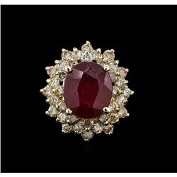 14KT Yellow Gold 6.54ct Ruby and Diamond Ring