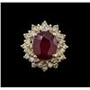 Image 1 : 14KT Yellow Gold 6.54ct Ruby and Diamond Ring