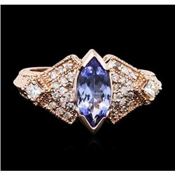 14KT Rose Gold 1.10ct Tanzanite and Diamond Ring