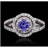 Image 1 : 14KT White Gold 0.64ct Tanzanite and Diamond Ring