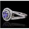 Image 2 : 14KT White Gold 0.64ct Tanzanite and Diamond Ring