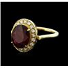 Image 2 : 14KT Yellow Gold 7.35ct Ruby and Diamond Ring