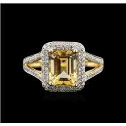 14KT Yellow Gold 2.12ct Citrine and Diamond Ring