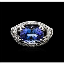 14KT White Gold 4.14ct Tanzanite and Diamond Ring