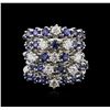 Image 1 : 14KT White Gold 5.72ctw Sapphire and Diamond Ring
