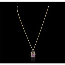 14KT Yellow Gold 5.29ct Ametrine and Diamond Pendant With Chain