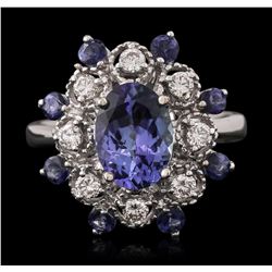 14KT White Gold 3.09ctw Tanzanite and Diamond Ring