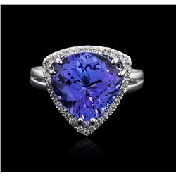 14KT White Gold 5.80ct Tanzanite and Diamond Ring